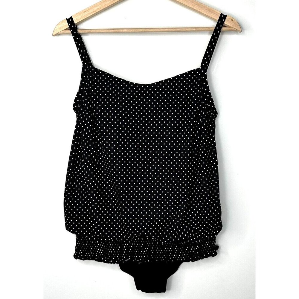 Miraclesuit Womens Swimsuit One Piece Straps Slimming Black Polka Dot Size 10
